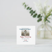 Proost op 10 jaar gelukkig jubileum foto toevoegen vierkante visitekaartje (Staand voorkant)