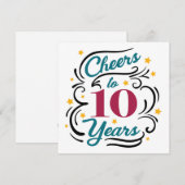 Proost op 10 Jaar Notitiekaartje (Voorkant / Achterkant)