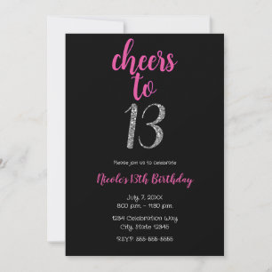 Proost op 13 Roze Zwarte Dertiende Verjaardagsfees Kaart