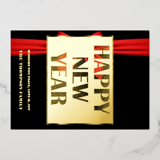 Proost op 2024, rode lint folie feestdagenkaart (Voorkant)