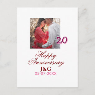 Proost op 20 jaar gelukkig jubileum foto toevoegen briefkaart