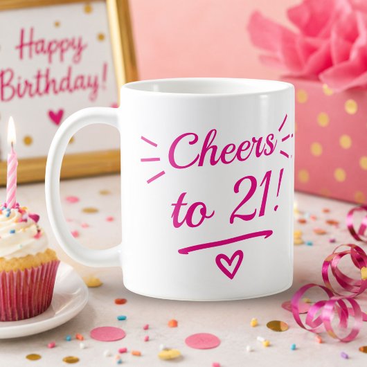 Proost op 21 Grappige Roze Mijlpaal Verjaardag Koffiemok