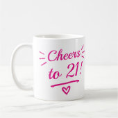 Proost op 21 Grappige Roze Mijlpaal Verjaardag Koffiemok (Links)