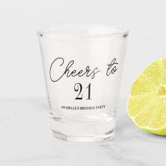 Proost op 21 verjaardagsfeestje shot glas