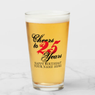 Proost op 25 jaar 25e verjaardag bierglas cadeau glas