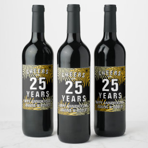 Proost op 25 jaar jubileum klassiek gepersonalisee wijn etiket