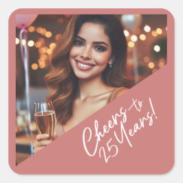 Proost op 25 jaar verjaardagsfeest vierkante sticker