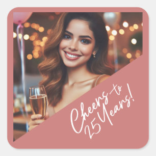 Proost op 25 jaar verjaardagsfeest vierkante sticker