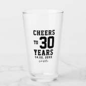 Proost op 30 jaar Black Script Typografie Glas (Voorkant)