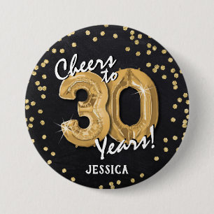 Proost op 30 jaar verjaardag ronde button 7,6 cm