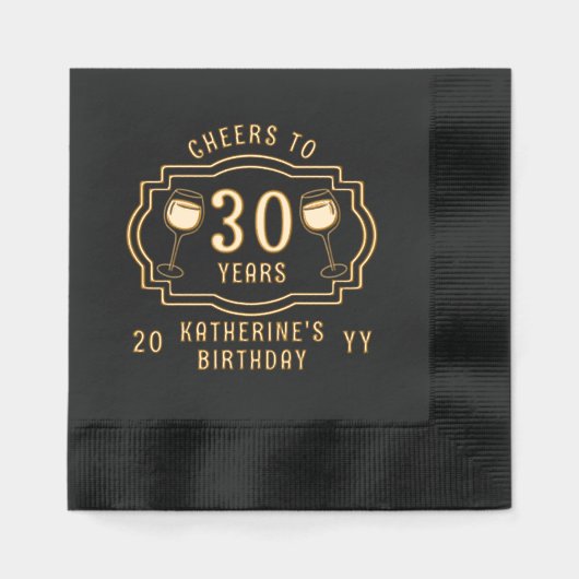 Proost op 30 jaar wijnglazen Verjaardagsnaam Folie Servetten (Voorkant)