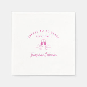 Proost op 30 Years Pink 30th Birthday Custom Servet