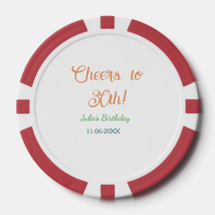 Proost op 30e verjaardag naam datum oranje groen b poker chips