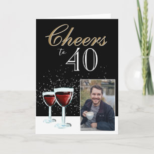 Proost op 40 Elegante Rode Wijn Foto 40e Verjaarda Kaart
