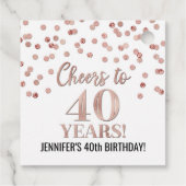 Proost op 40 jaar Roos Gold Confetti Bedankjes Labels (Achterkant)