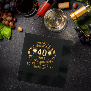 Proost op 40 jaar wijnglazen Verjaardagsnaam Folie Servetten