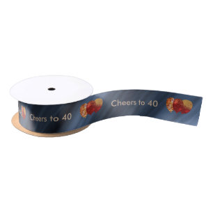 Proost op 40 verjaardagen Red Gold Glitter Balloon Lint