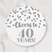 Proost op 40 Years Silver Glitter Confetti Bedankjes Labels (Achterkant)