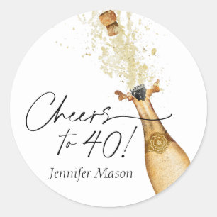 Proost op 40e verjaardag Champagne Ronde Sticker