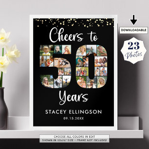 Proost op 50 Jaar 23 Foto's Nummer Cutout Collage Poster