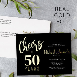 Proost op 50 jaar 50e verpartij elegant folie uitnodiging briefkaart