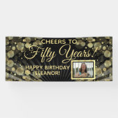 Proost op 50 jaar 50ste verjaardagsfeestfoto spandoek (Horizontaal)