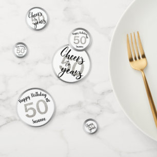 Proost op 50 Jaar Gepersonaliseerde Zilveren Glitt Confetti