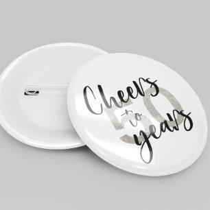 Proost op 50 Jaar Glitter 50e Verjaardag Ronde Button 5,7 Cm