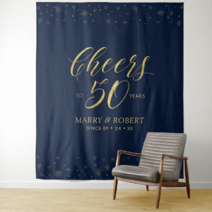Proost op 50 jaar Gold & Navy 50ste verjaardag Wandkleed