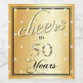 Proost op 50 Jaar Gouden Satijn Glitter Sparkle Wijn Etiket (Enkel label)