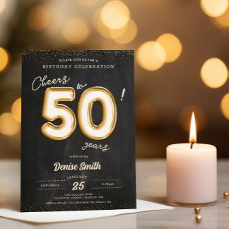 Proost op 50 Jaar Goudfolie Ballon 50ste Verjaarda Kaart