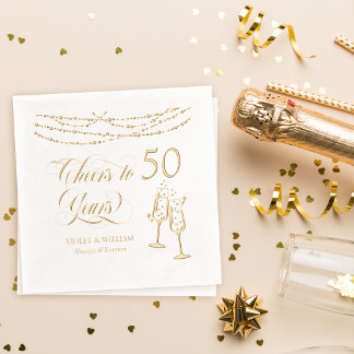 Proost op 50 Jaar Huwelijksjubileumfeest Folie Servetten
