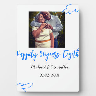 proost op 50 jaar jubileum blauwe blad foto naam fotoplaat