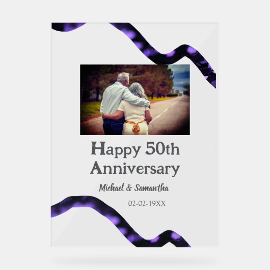 Proost op 50 jaar Jubileum Naam toevoegen Fotodatu Acryl Bord (Voorkant)