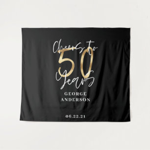 proost op 50 jaar modern zwart en goud wandkleed