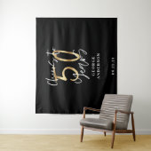 proost op 50 jaar modern zwart en goud wandkleed (In situ)