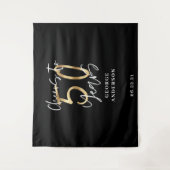 proost op 50 jaar modern zwart en goud wandkleed (Voorkant)