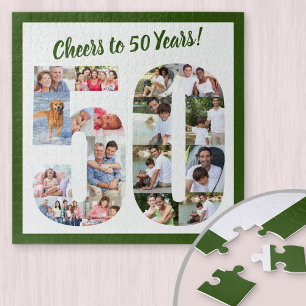 Proost op 50 Jaar Nummer 50 Foto Collage Vierkant Legpuzzel
