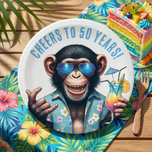Proost op 50 jaar Summer Monkey 50e verjaardag Papieren Bordje