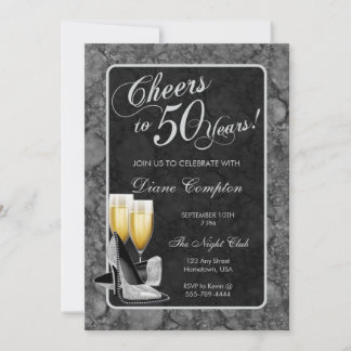 Proost op 50 jaar Zilver en Zwart Verjaardag Kaart