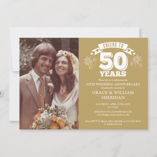 Proost op 50-jarig gouden huwelijksjubileum 2 foto kaart (Voorkant)