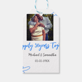 Proost op 50-jarig jubileum Blue Leaf Photo Nam Cadeaulabel