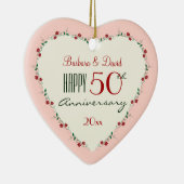 Proost op 50ste bruiloft Jubileum kerstcadeaus Keramisch Ornament (Rechts)