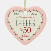 Proost op 50ste bruiloft Jubileum kerstcadeaus Keramisch Ornament (Achterkant)