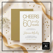 Proost op 60 jaar Elegante Gouden Witte Verjaardag