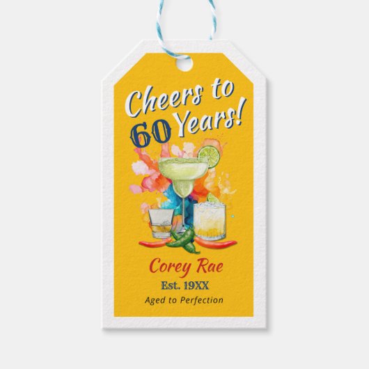 Proost op 60 Jaar Fiesta 60ste Verjaardag Cadeaulabel (Voorkant)