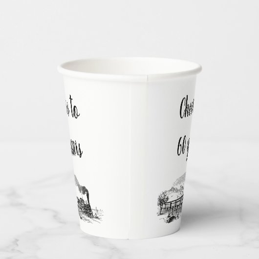 Proost op 60 jaar stoomtrein papieren bekers (Rechts)