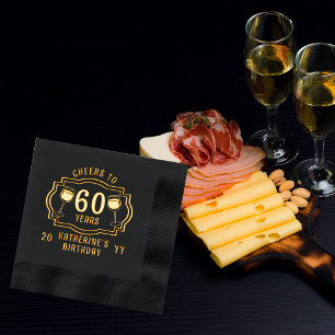 Proost op 60 jaar wijnglazen Verjaardagsnaam Folie Servetten