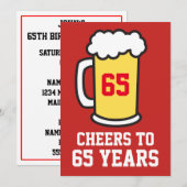 Proost Op 65 Jaar Bier 65e Feest Uitnodiging (Voorkant / Achterkant)