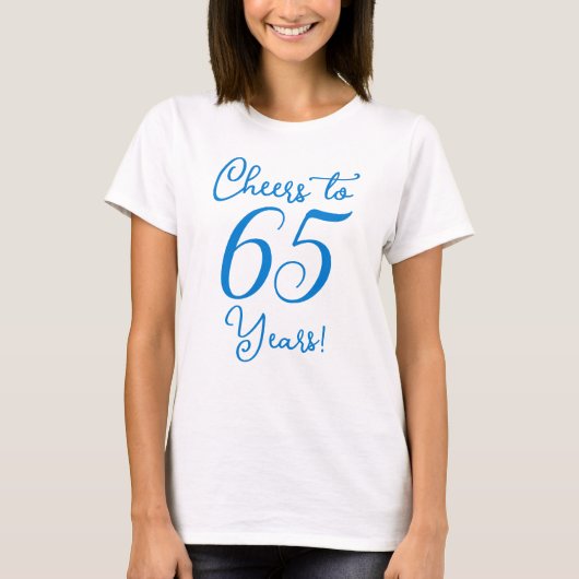 Proost op 65 jaar Blue Birthday Party T-shirt (Voorkant)